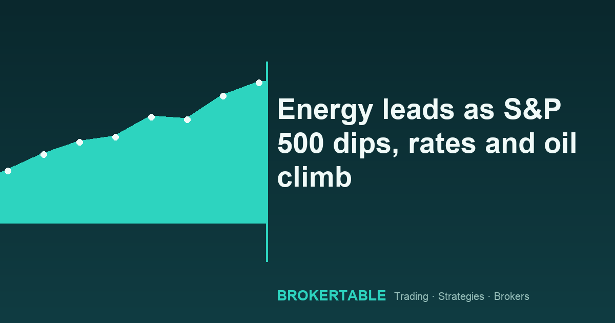 Energy leads as S&P 500 dips, rates and oil climb